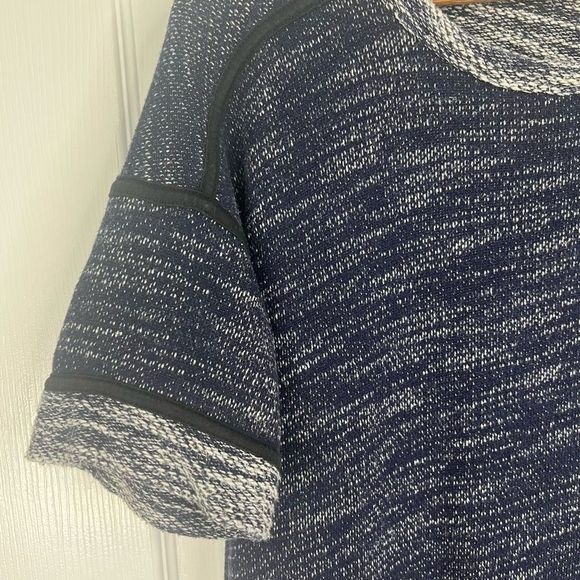 Madewell Navy Marled Thick Knit Short Sleeve Shift Sweater Dress Size Small - Picture 3 of 10